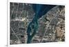 Satellite view of Detroit River and Lake St. Clair, Michigan, USA-Canada-null-Framed Photographic Print