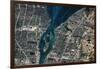 Satellite view of Detroit River and Lake St. Clair, Michigan, USA-Canada-null-Framed Photographic Print