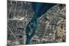 Satellite view of Detroit River and Lake St. Clair, Michigan, USA-Canada-null-Mounted Photographic Print