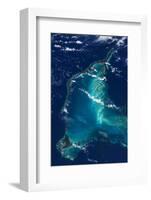 Satellite view of Eleuthera Island and Atlantic Ocean, Bahamas-null-Framed Photographic Print
