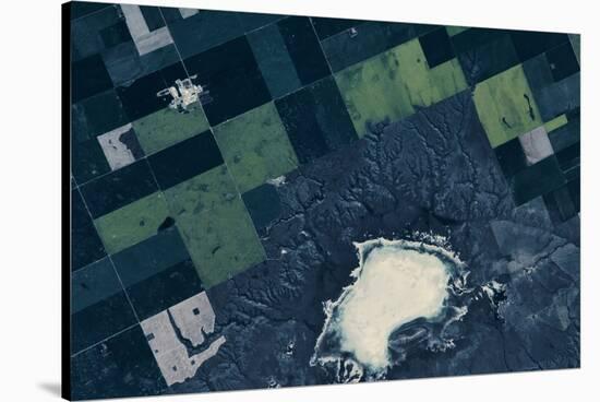 Satellite view of fields near Bladworth, Saskatchewan, Canada-null-Stretched Canvas