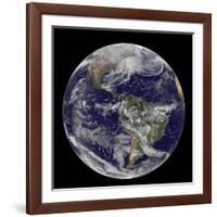 Satellite View of Full Earth Showing a Powerful Winter Storm-null-Framed Photographic Print