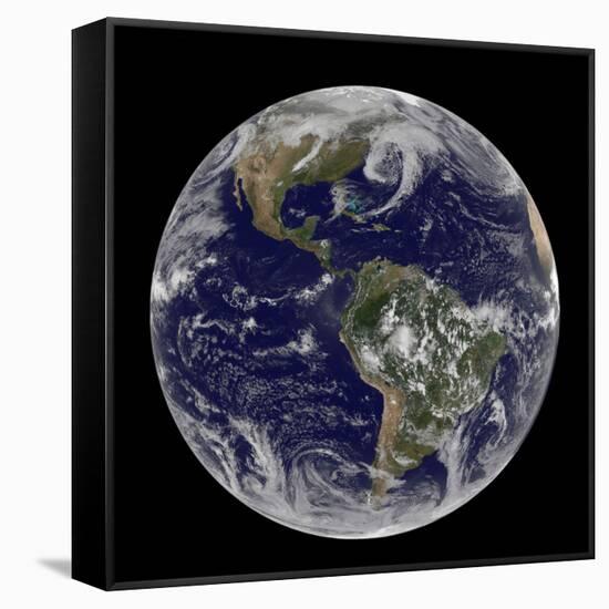 Satellite View of Full Earth Showing Low Pressure Systems-null-Framed Stretched Canvas