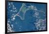 Satellite view of Gardiners island in Gardiners Bay, East Hampton, New York State, USA-null-Framed Photographic Print