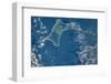 Satellite view of Gardiners island in Gardiners Bay, East Hampton, New York State, USA-null-Framed Photographic Print