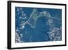 Satellite view of Gardiners island in Gardiners Bay, East Hampton, New York State, USA-null-Framed Photographic Print