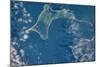 Satellite view of Gardiners island in Gardiners Bay, East Hampton, New York State, USA-null-Mounted Photographic Print