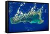 Satellite view of Grand Cayman-null-Framed Stretched Canvas