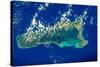 Satellite view of Grand Cayman-null-Stretched Canvas