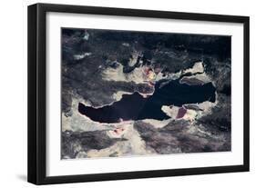 Satellite view of Great Salt Lake and salt flats, Utah, USA-null-Framed Photographic Print