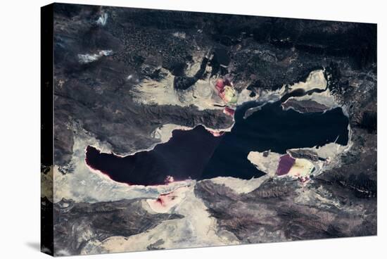 Satellite view of Great Salt Lake and salt flats, Utah, USA-null-Stretched Canvas