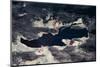 Satellite view of Great Salt Lake and salt flats, Utah, USA-null-Mounted Photographic Print