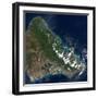 Satellite View of Honolulu, Oahu, Hawaii-Stocktrek Images-Framed Photographic Print