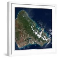 Satellite View of Honolulu, Oahu, Hawaii-Stocktrek Images-Framed Photographic Print
