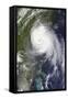 Satellite View of Hurricane Arthur-null-Framed Stretched Canvas