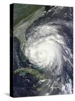 Satellite View of Hurricane Irene over the Bahamas.-Stocktrek Images-Stretched Canvas