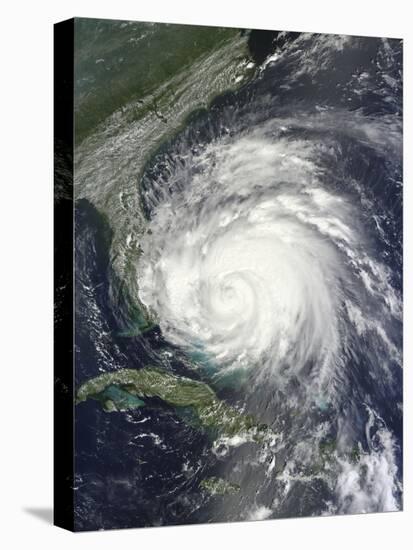 Satellite View of Hurricane Irene over the Bahamas.-Stocktrek Images-Stretched Canvas