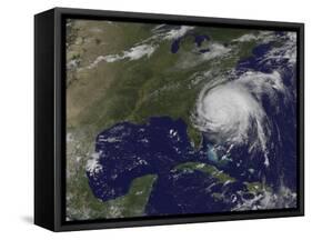 Satellite View of Hurricane Irene-Stocktrek Images-Framed Stretched Canvas