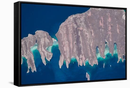 Satellite view of Isla del Espiritu and Isla Partida in Gulf of California, Baja California Sur...-null-Framed Stretched Canvas