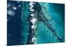 Satellite view of islands, Exuma, Bahamas-null-Mounted Photographic Print