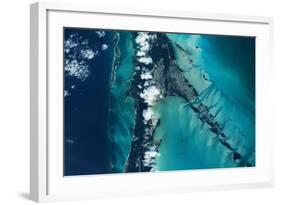 Satellite view of islands, Exuma, Bahamas-null-Framed Photographic Print