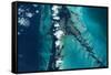 Satellite view of islands, Exuma, Bahamas-null-Framed Stretched Canvas
