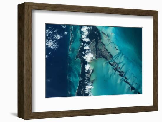 Satellite view of islands, Exuma, Bahamas-null-Framed Photographic Print