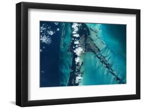 Satellite view of islands, Exuma, Bahamas-null-Framed Photographic Print