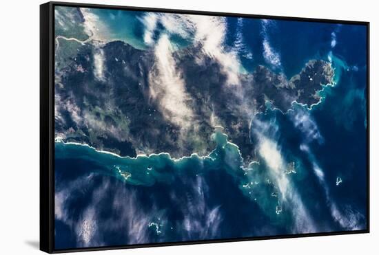Satellite view of islands of New Zealand-null-Framed Stretched Canvas