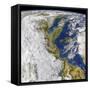 Satellite View of Italy and the Adriatic Sea-null-Framed Stretched Canvas