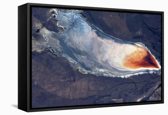 Satellite view of Lake Albert, Lake County, Oregon, USA-null-Framed Stretched Canvas