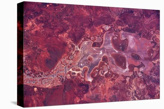 Satellite view of Lake Carnegie, Little Sandy Desert, Western Australia, Australia-null-Stretched Canvas