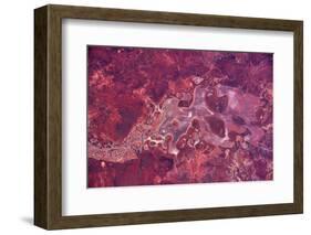 Satellite view of Lake Carnegie, Little Sandy Desert, Western Australia, Australia-null-Framed Photographic Print