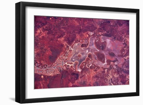 Satellite view of Lake Carnegie, Little Sandy Desert, Western Australia, Australia-null-Framed Photographic Print