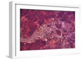Satellite view of Lake Carnegie, Little Sandy Desert, Western Australia, Australia-null-Framed Photographic Print
