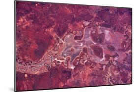 Satellite view of Lake Carnegie, Little Sandy Desert, Western Australia, Australia-null-Mounted Photographic Print