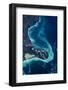 Satellite view of Lake Ellesmere and Pigeon Bay at Banks Peninsula near Christchurch, New Zealand-null-Framed Photographic Print