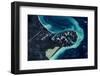 Satellite view of Lake Ellesmere and Pigeon Bay at Banks Peninsula near Christchurch, New Zealand-null-Framed Photographic Print