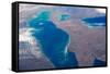 Satellite view of Lake Erie between USA and Canada-null-Framed Stretched Canvas