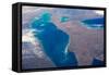 Satellite view of Lake Erie between USA and Canada-null-Framed Stretched Canvas
