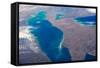 Satellite view of Lake Erie between USA and Canada-null-Framed Stretched Canvas