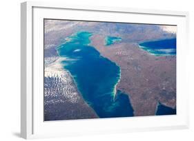 Satellite view of Lake Erie between USA and Canada-null-Framed Photographic Print