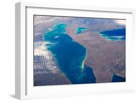 Satellite view of Lake Erie between USA and Canada-null-Framed Photographic Print