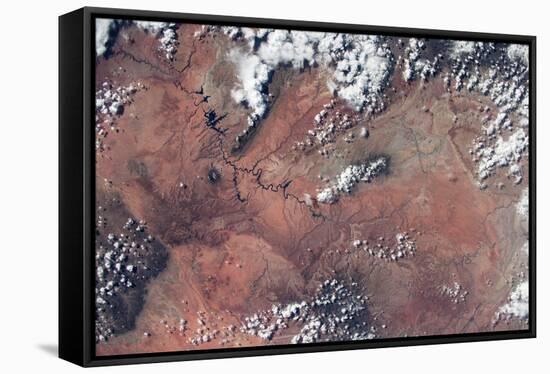 Satellite view of Lake Powell and Colorado River, Glen Canyon, Utah-Arizona, USA-null-Framed Stretched Canvas