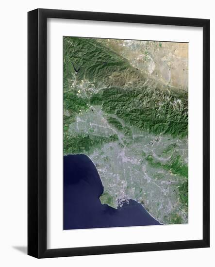 Satellite View of Los Angeles, California And Surrounding Area-Stocktrek Images-Framed Photographic Print