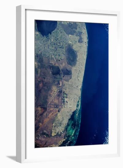 Satellite view of Miami City along Atlantic Coast, Florida, USA-null-Framed Photographic Print