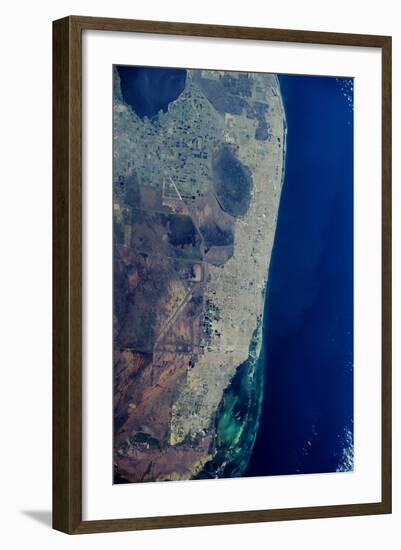 Satellite view of Miami City along Atlantic Coast, Florida, USA-null-Framed Photographic Print