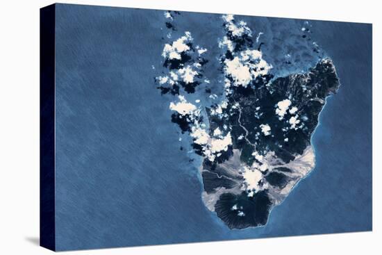 Satellite view of Montserrat Island, British Overseas Territory-null-Stretched Canvas