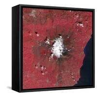 Satellite View of Mount Etna Emitting Plumes of Volcanic Gases-null-Framed Stretched Canvas