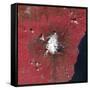 Satellite View of Mount Etna Emitting Plumes of Volcanic Gases-null-Framed Stretched Canvas